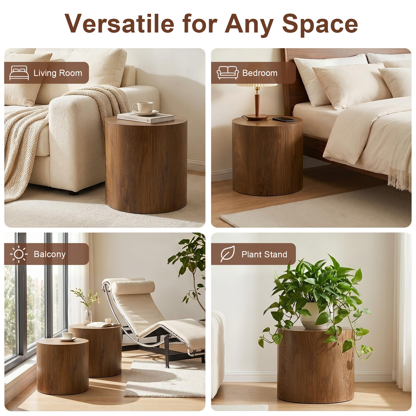 Nesting Coffee Table Set of 2, Modern Round Coffee Tables with Non-Slip Feet