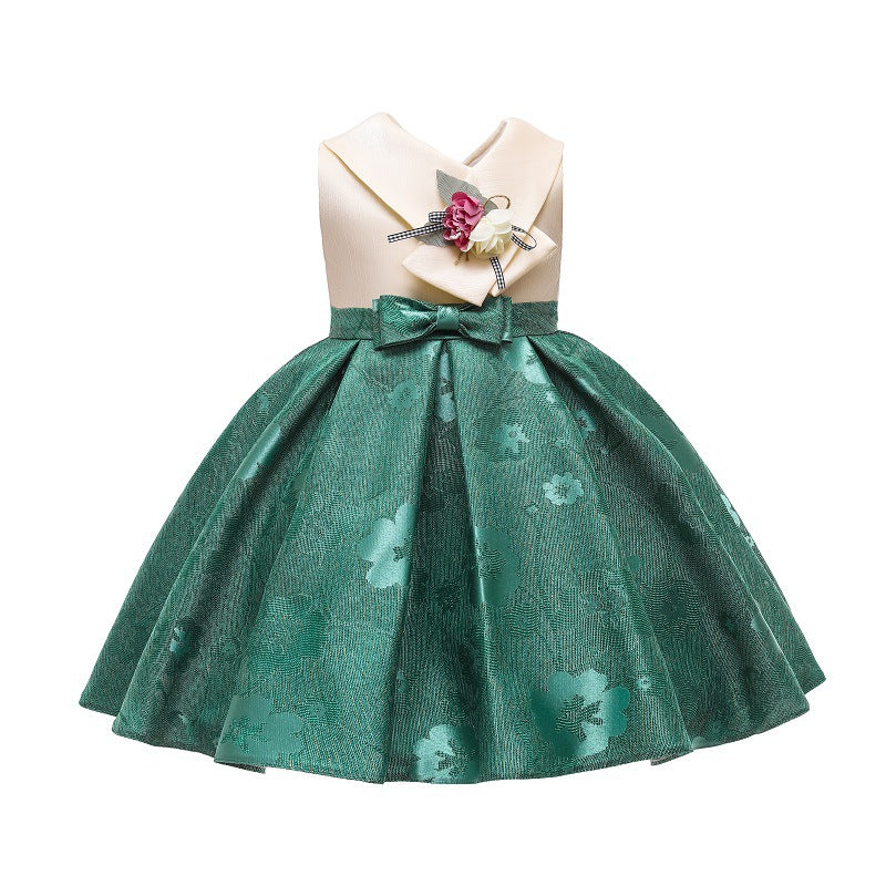 V Neck Flower Temperament Children's Wear