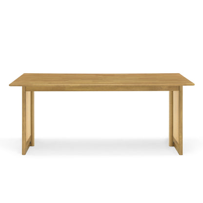 Natural Rubber Wood Dining Table with Rattan Accents