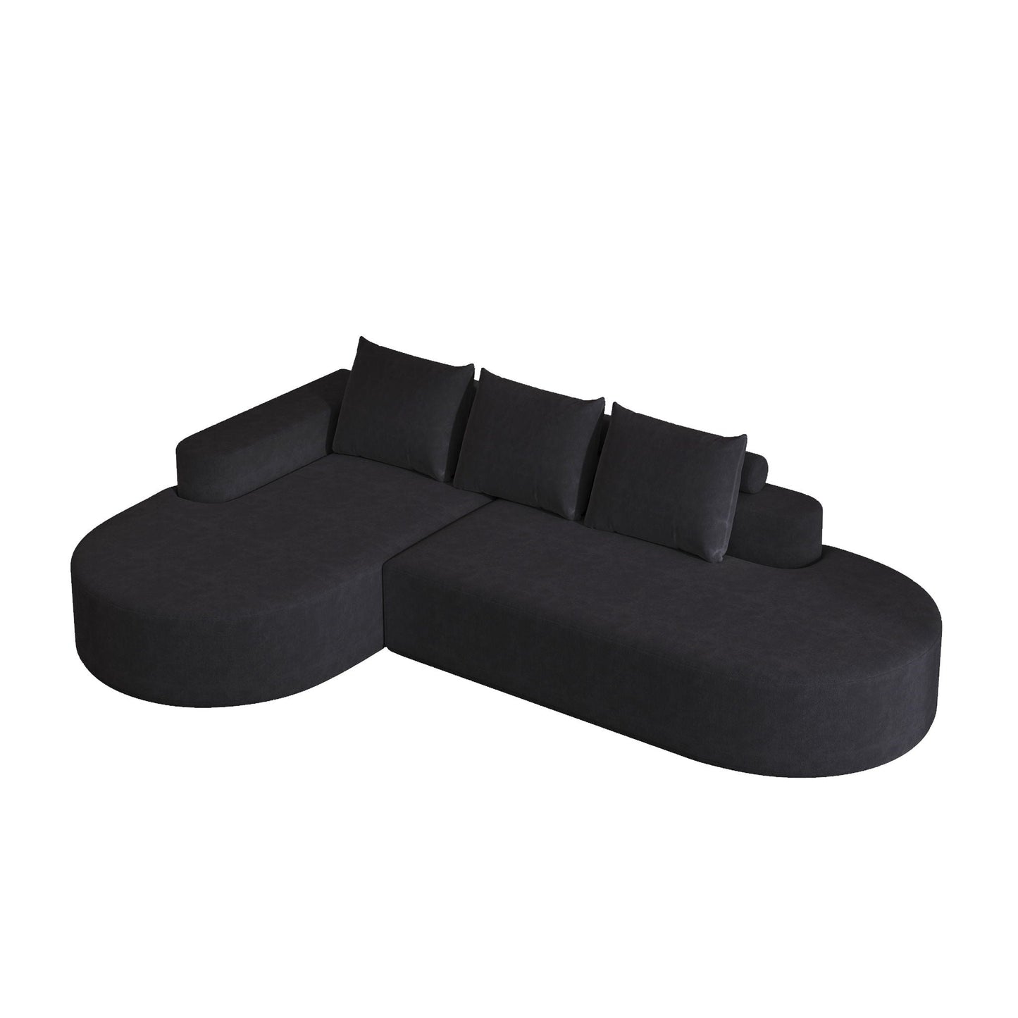Modern Curved Sofa, L-Shaped Modular Sectional Set With 3 Pillows
