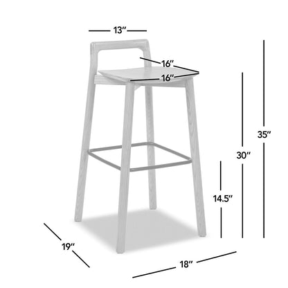 Sven 30" Modern Minimalist Low Back Wood Barstool