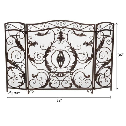 Mariella Traditional Floral Iron Fireplace Screen with Ornate Design