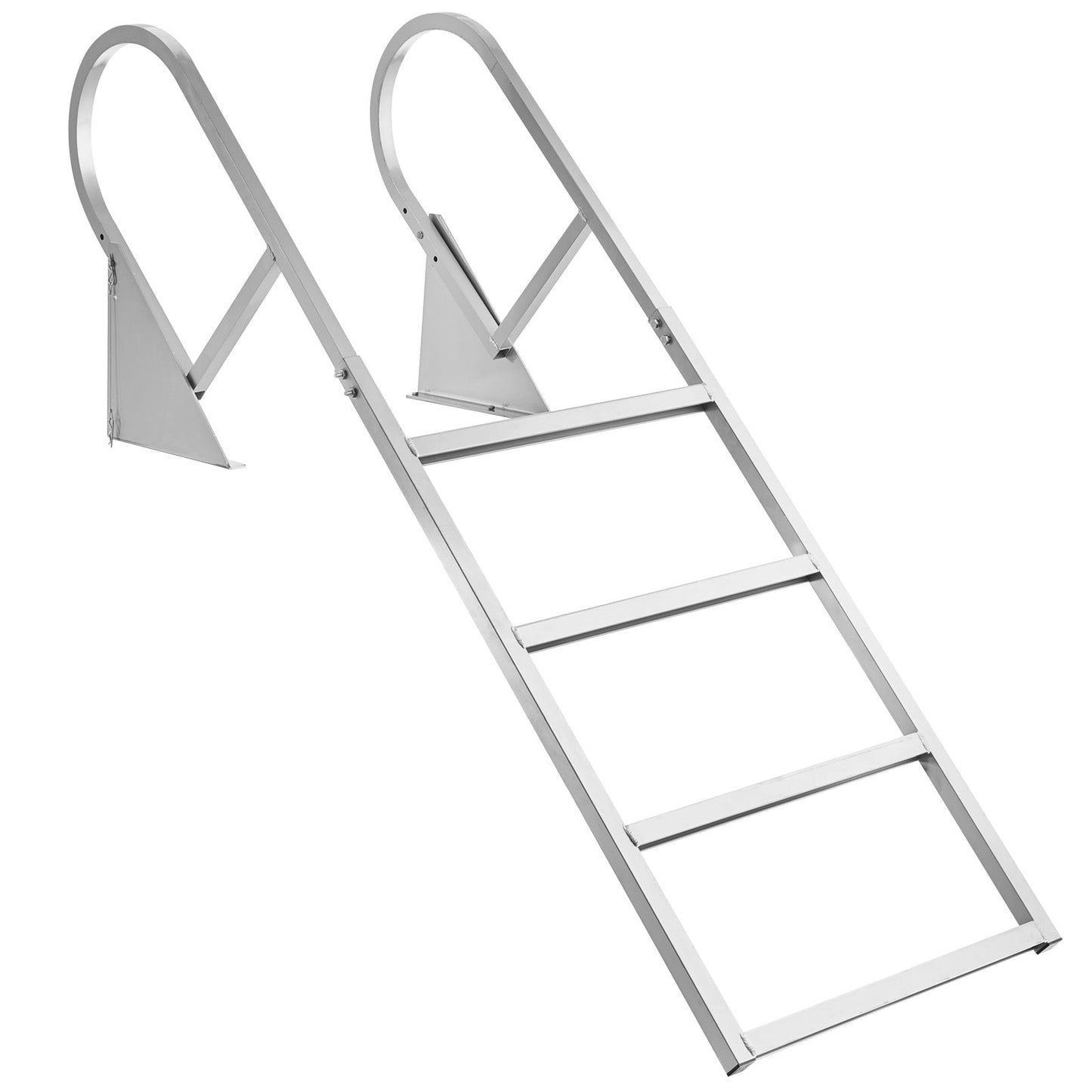 Flip-Up Dock Ladder, 4-Step, Heavy-Duty Aluminum Alloy Pontoon Boat Swim Ladder