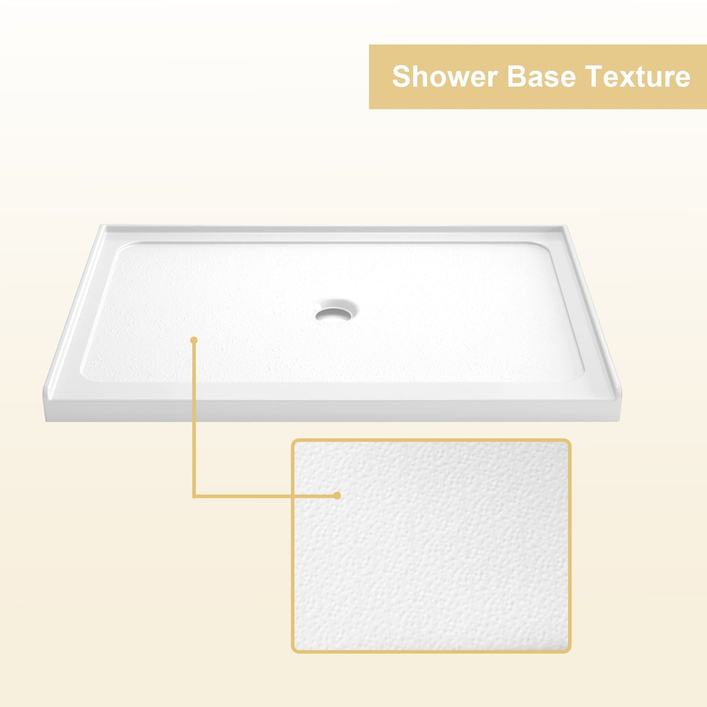 Shower Base, Center Drain With Durable Construction - Gloss White