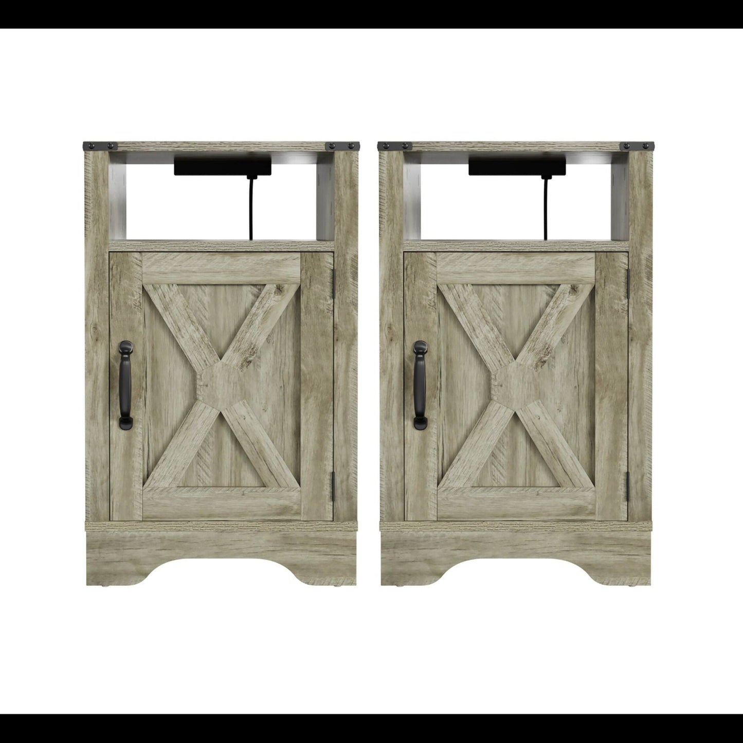 Farmhouse Nightstand, Charging Station & Storage
