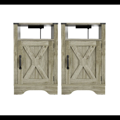 Farmhouse Nightstand, Charging Station & Storage