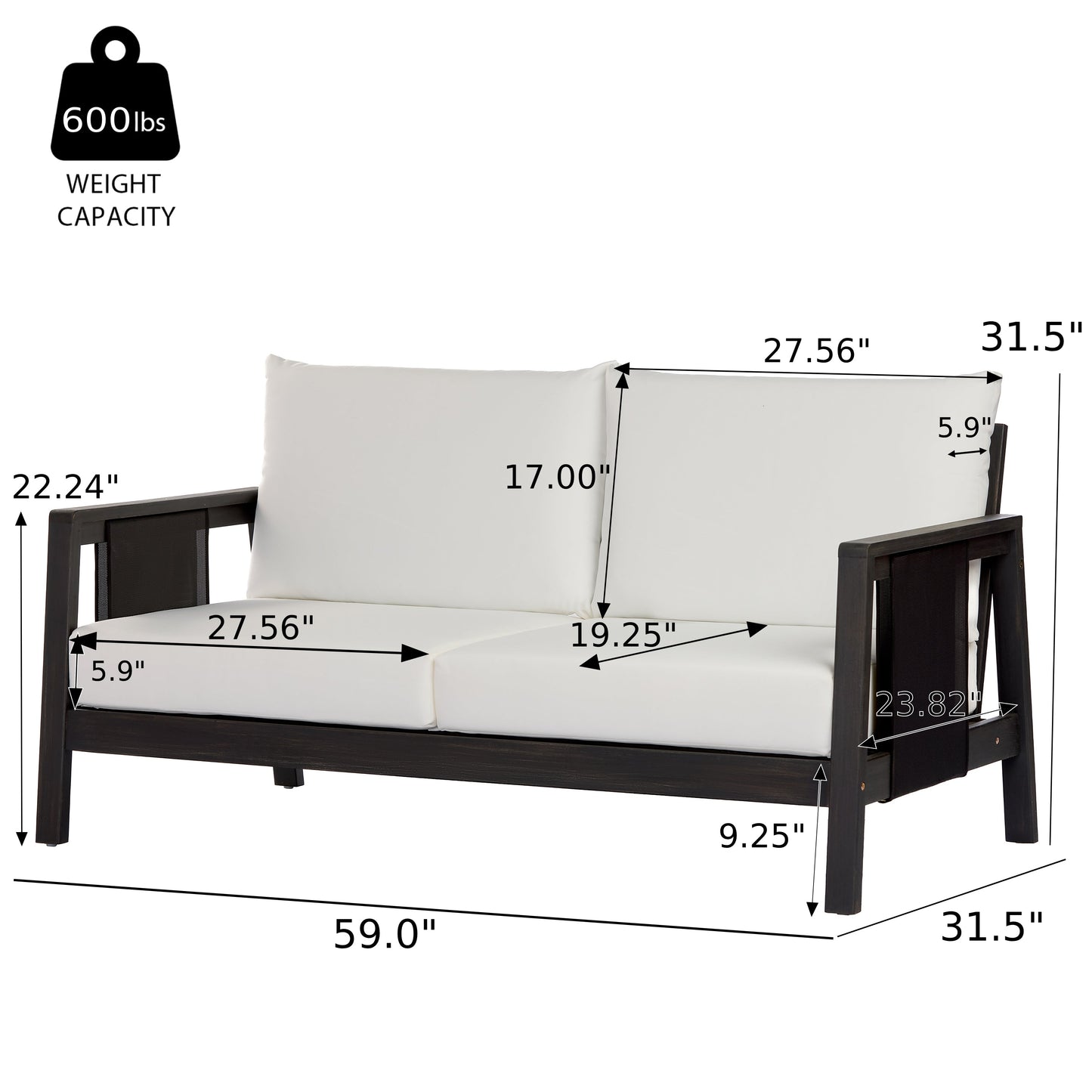 2 Piece Outdoor Loveseat and Coffee Table Set