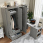 Multifunctional Wardrobe with 2 Doors and Convertible Desk