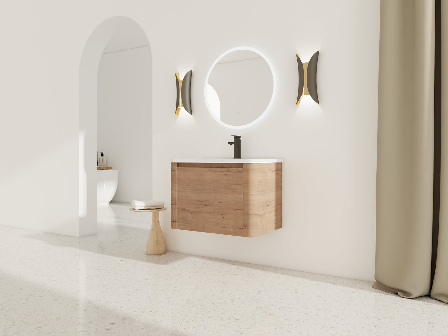 28'' Wall-Mounted Bathroom Vanity with Ceramic Sink