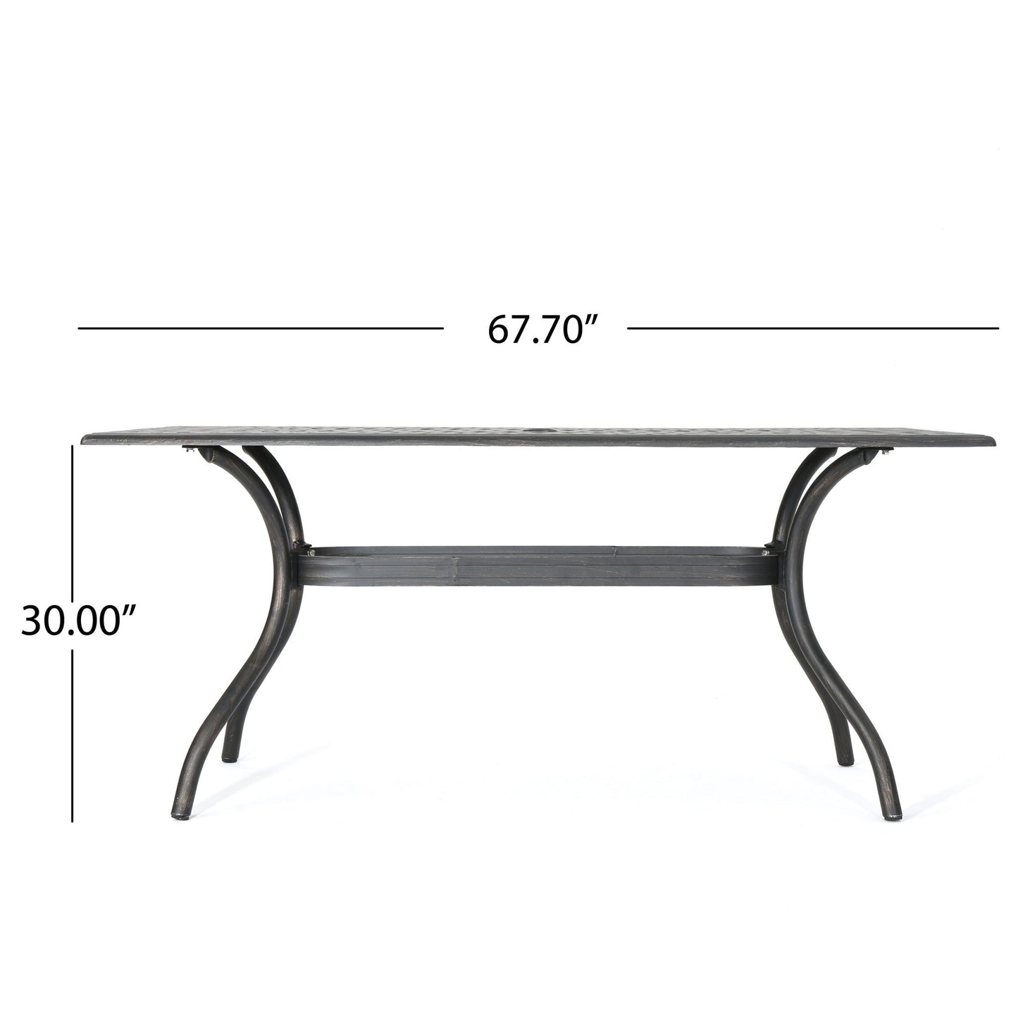 Enchantia Outdoor Rectangular Dining Table with Weave Tabletop and Flared Legs - Copper