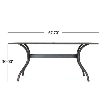 Enchantia Outdoor Rectangular Dining Table with Weave Tabletop and Flared Legs - Copper