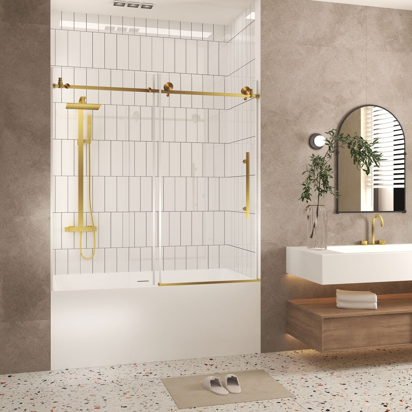 Frameless Shower Door, Smooth Sliding Tracks