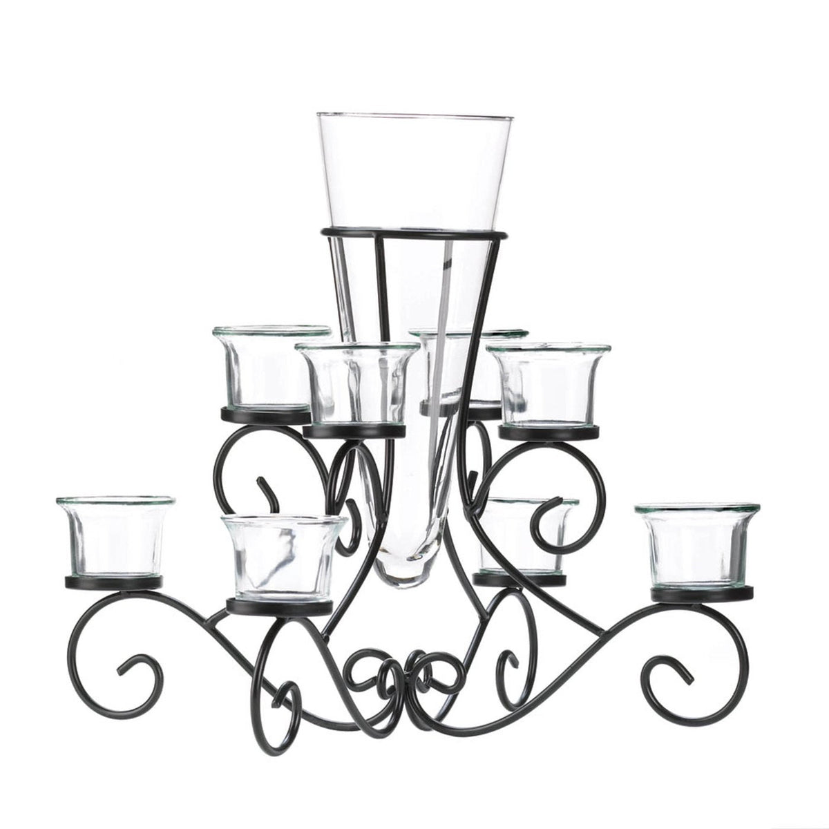 Scrollwork Candle Stand with Vase