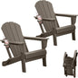 Adirondack Chairs Set of 2 with Cup Holder - Brown HDPE Outdoor Chairs