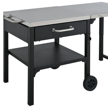Foldable Outdoor Kitchen Cart With Storage For Patio
