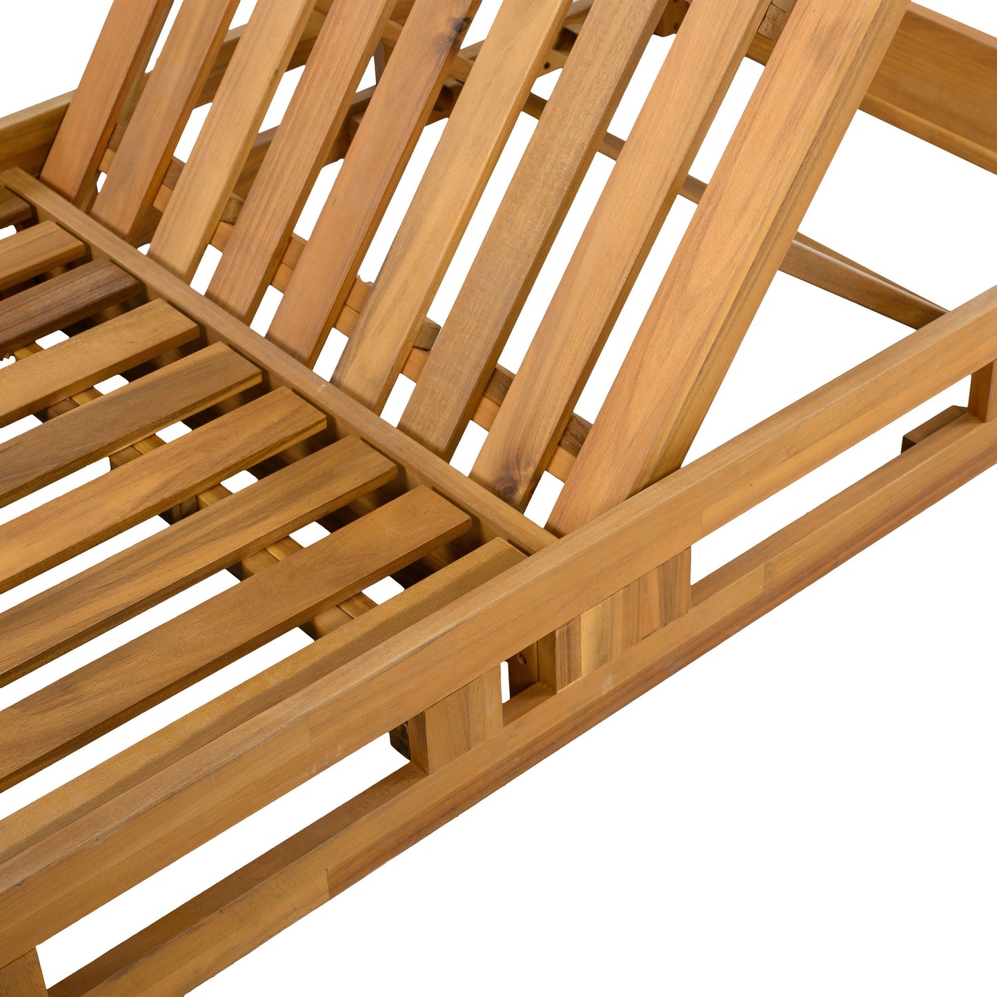 Acacia Wood Adjustable Lounge Chair, Teak Finish