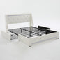 Wingback Upholstered Bed Frame With LED Lights, Charging Station