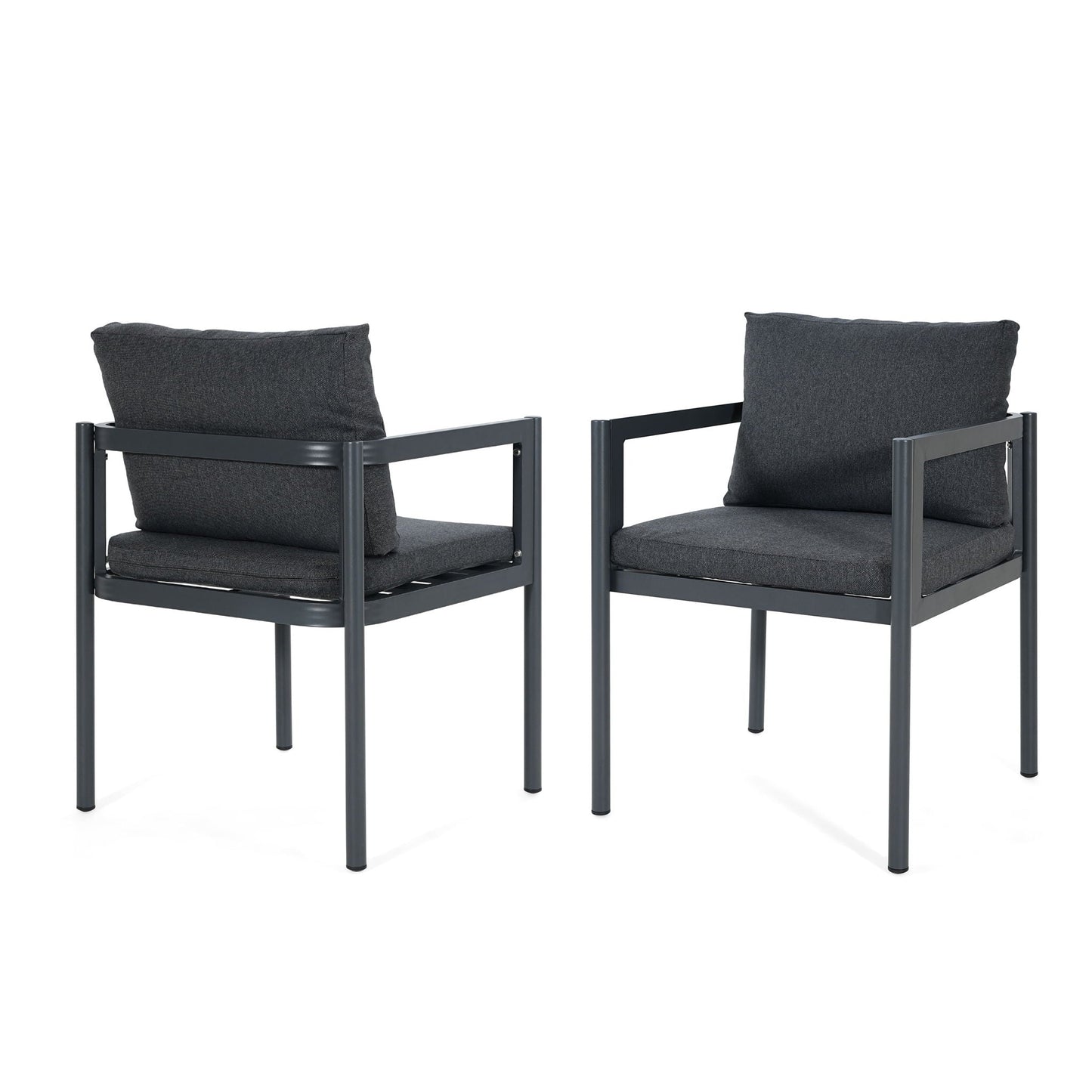 7 Piece Outdoor Dining Set With Table And 6 Chairs - Black / Gray / Teak