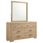 Arielle 6-drawer Bedroom Dresser with Mirror Light Oak