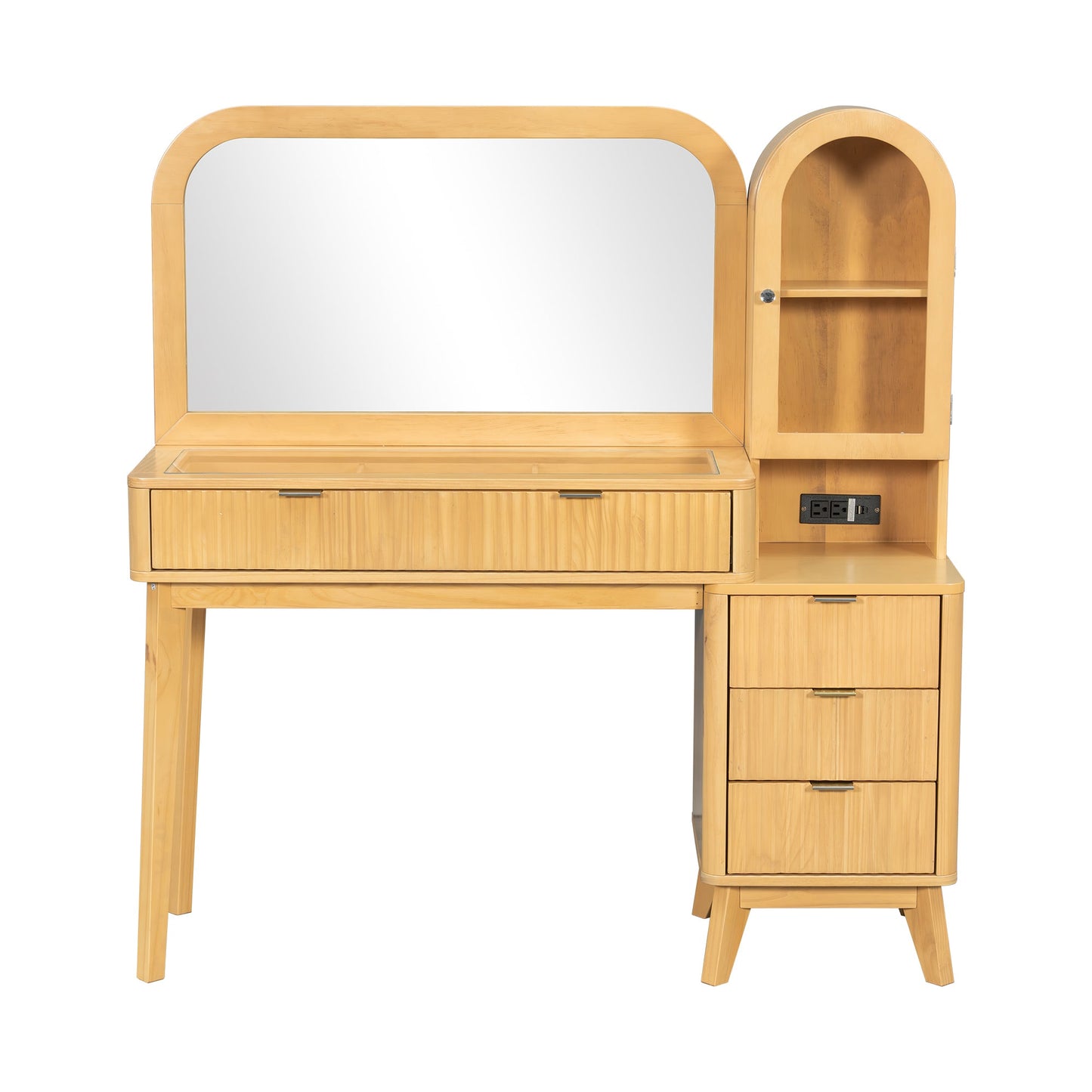48" Fluted Makeup Vanity Desk with Large 32" Mirror