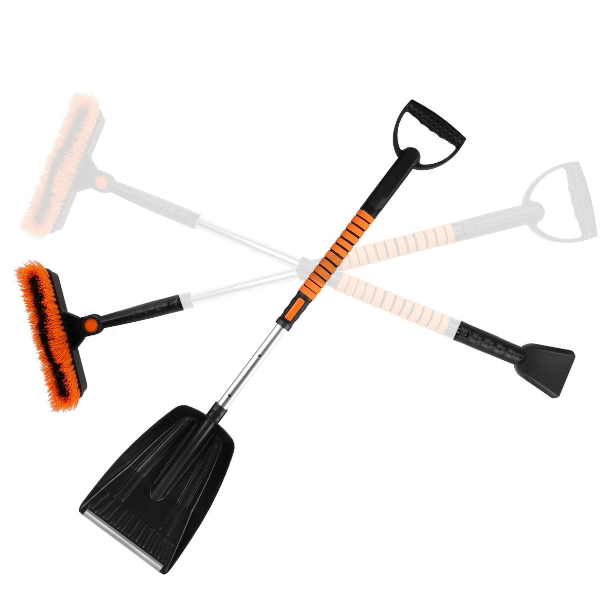 5 in 1 Detachable Snow Remover Kits Extendable Ice Scraper Snow Shovel 180¡ Adjustable Snow Brush Head for Car Windshield Roof