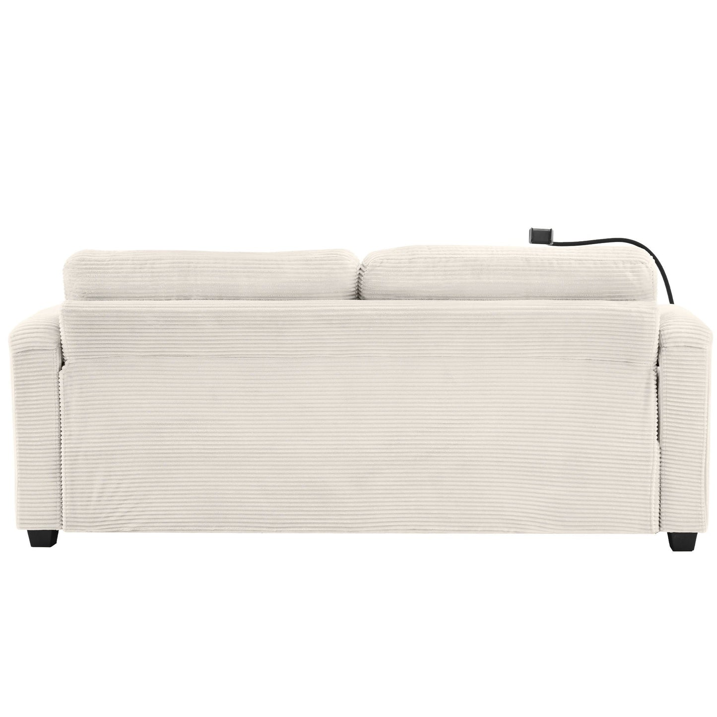 Sleeper Sofa Loveseat Sofa With Full Size Mattress, 2 USB Ports, 2 Cup Holders, 2 Side Pockets And Phone Holder