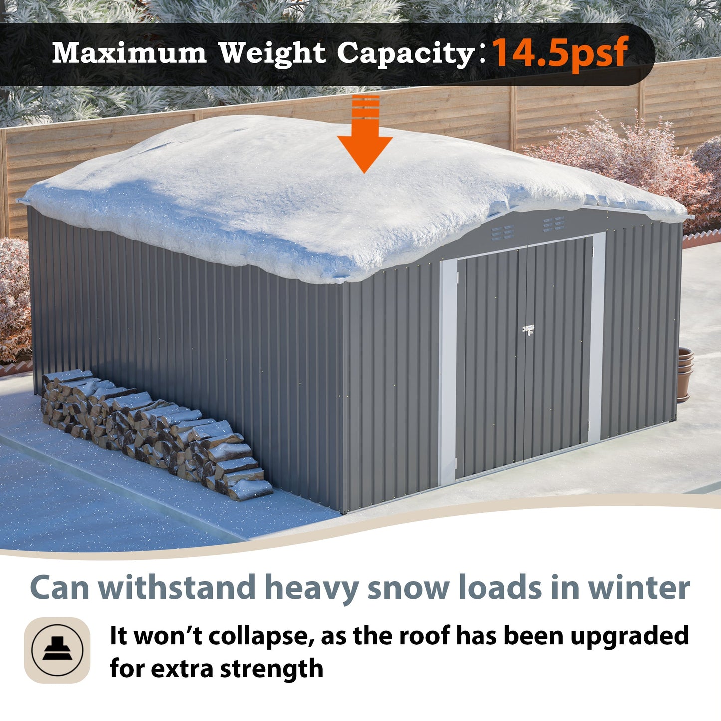 12×14 ft Outdoor Metal Storage Shed