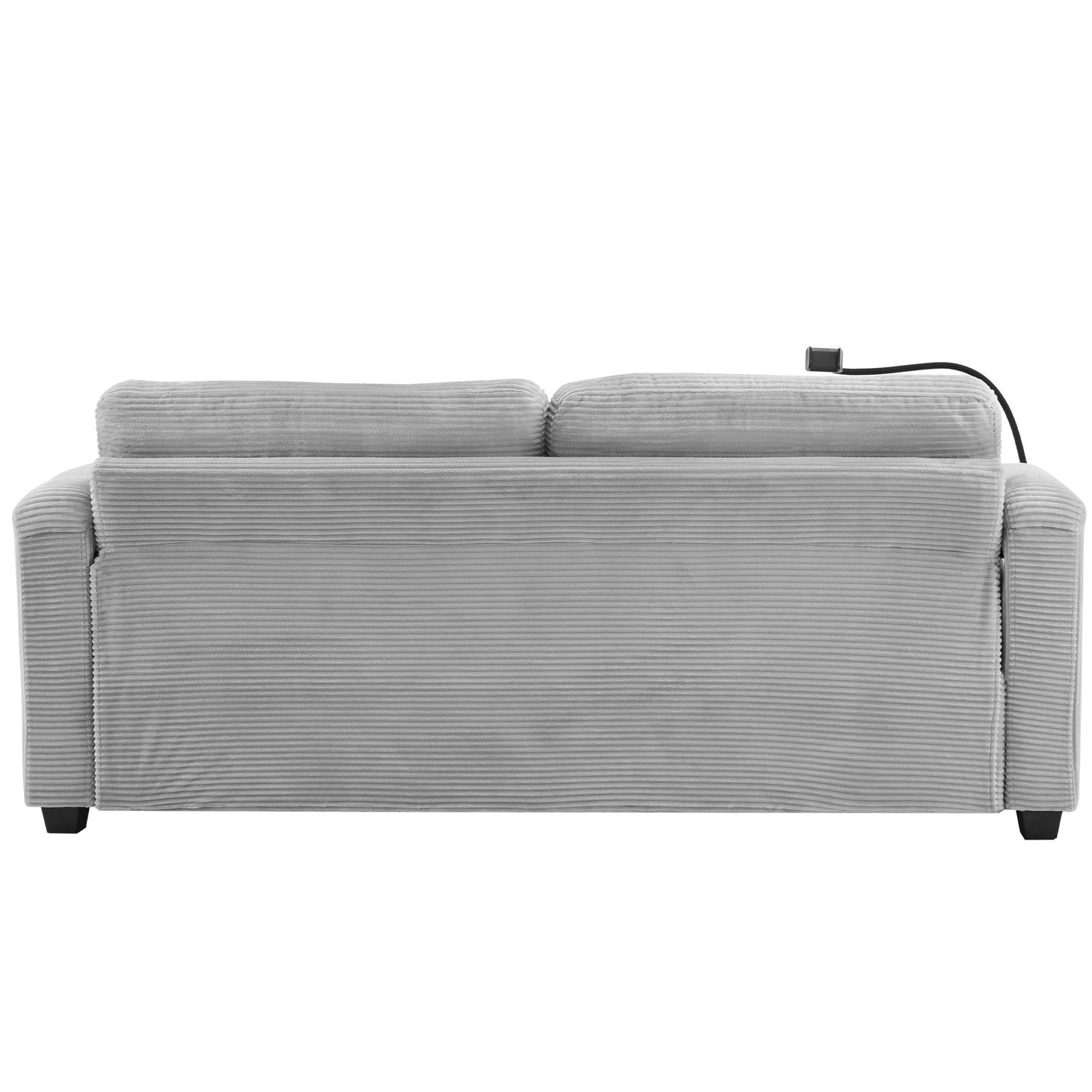 Sleeper Sofa Loveseat Sofa With Full Size Mattress, 2 USB Ports, 2 Cup Holders, 2 Side Pockets And Phone Holder