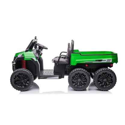 24V 6 Wheeler Magic Cars Tractor Trailer 2 Seater Ride-on with Dump Cart and Parental Remote
