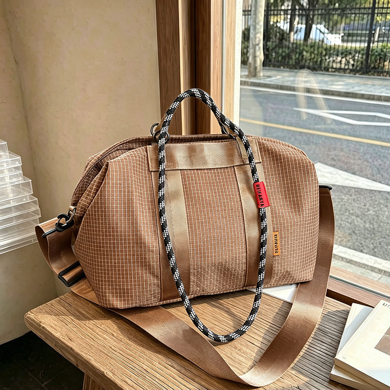 Grid Pattern Large Capacity Tote Bag