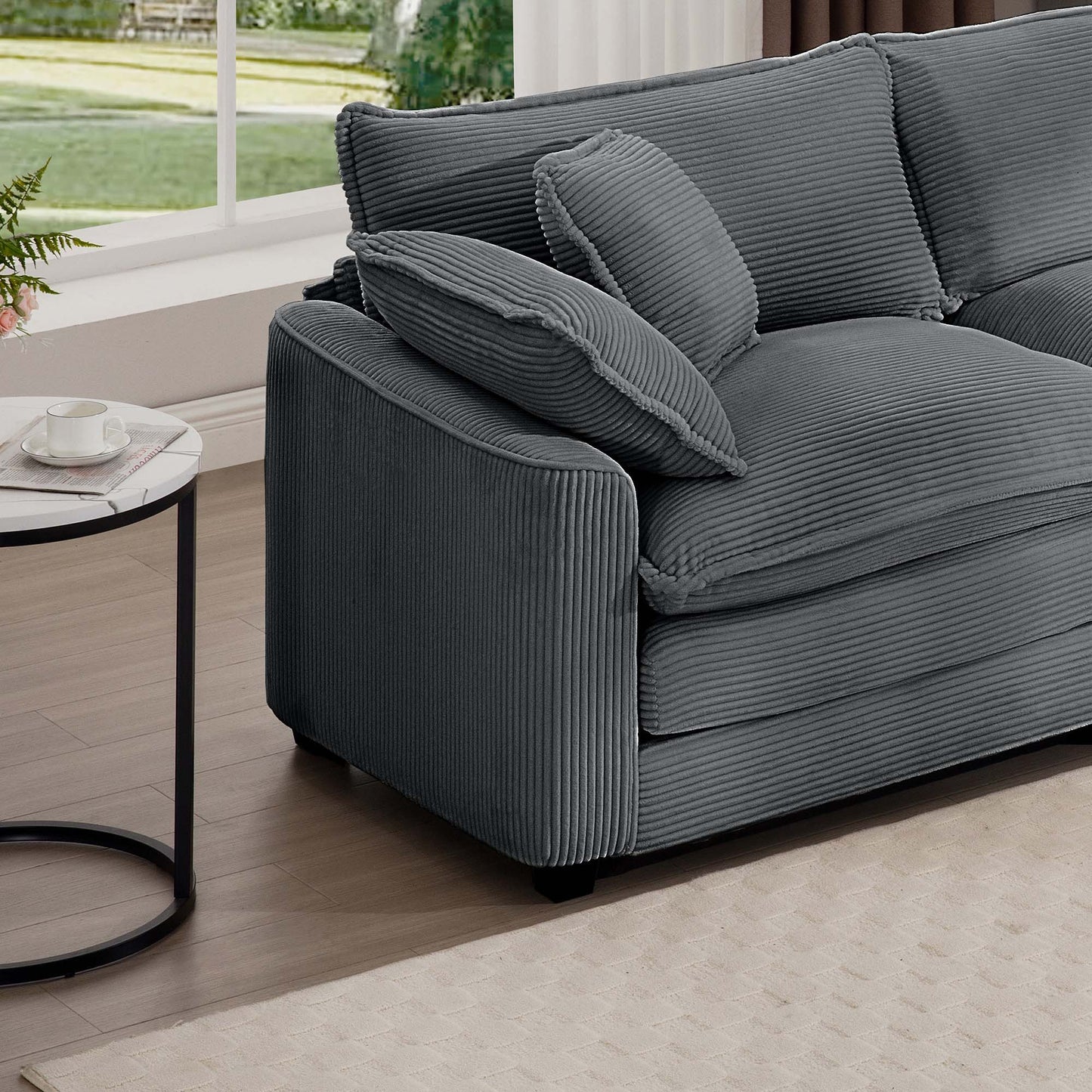 Classic Modern Comfortable Single Chair Deep Seat Sofa With Footstool