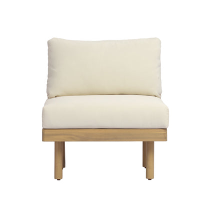 Acacia Wood Outdoor Armless Chair with Rope Back & Weather-Resistant Cushion