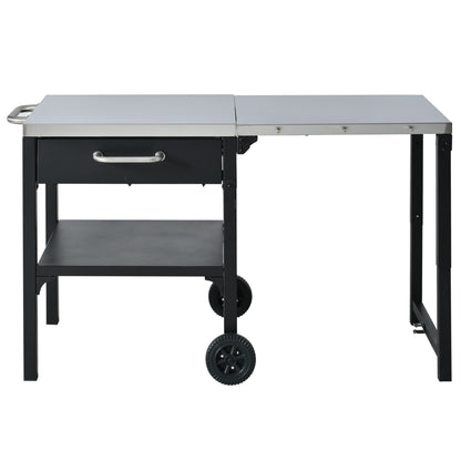 Foldable Outdoor Kitchen Cart With Storage For Patio