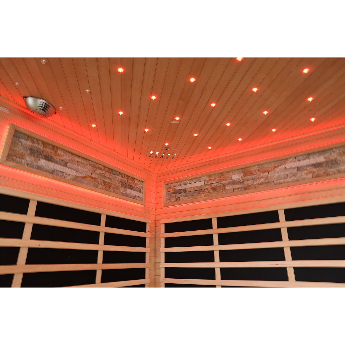Pentagonal Sauna Room With Carbon Heating Plates - American White Oak