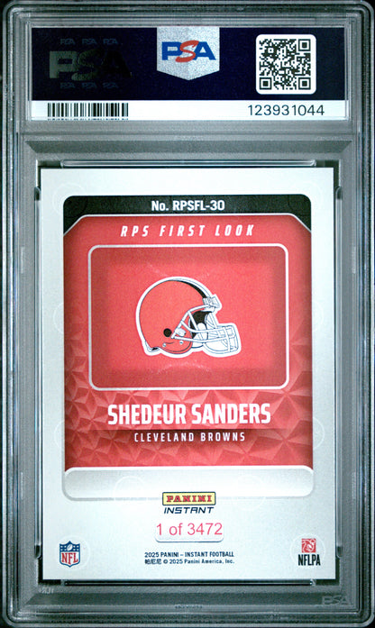 Graded 2025 Panini Instant Shedeur Sanders #RPSFL30 RPS First Look Rookie RC Football Card PSA 10 Gem Mint