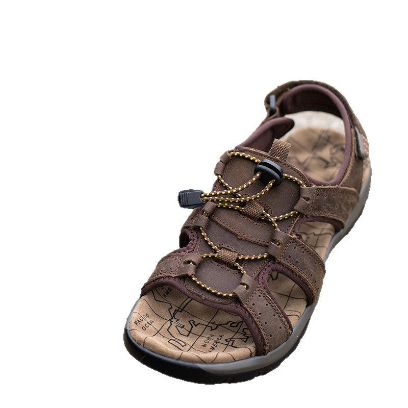 Summer Sandals For Men Fashionable Versatile Sporty Open-toe Solid-color Casual Shoes
