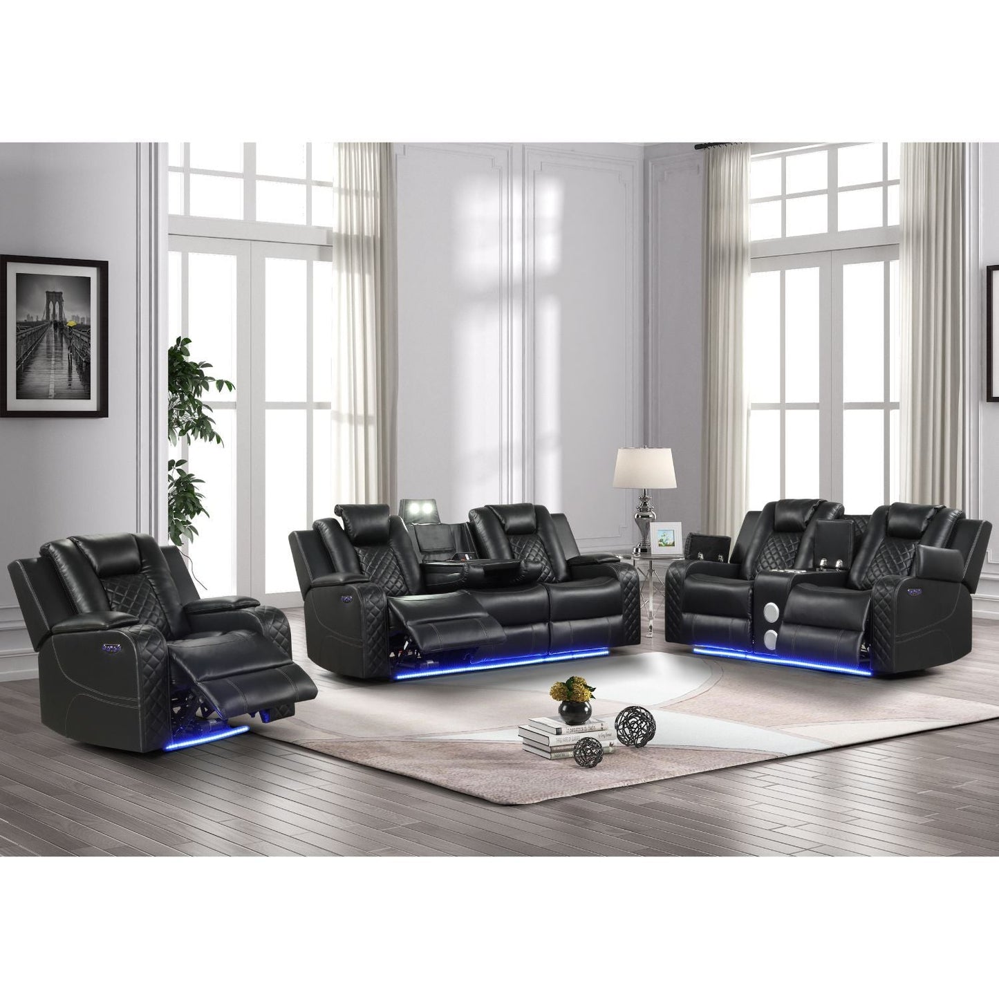 Benz - LED & Power Recliner With Adjustable Headrests And Ambient LED Lighting