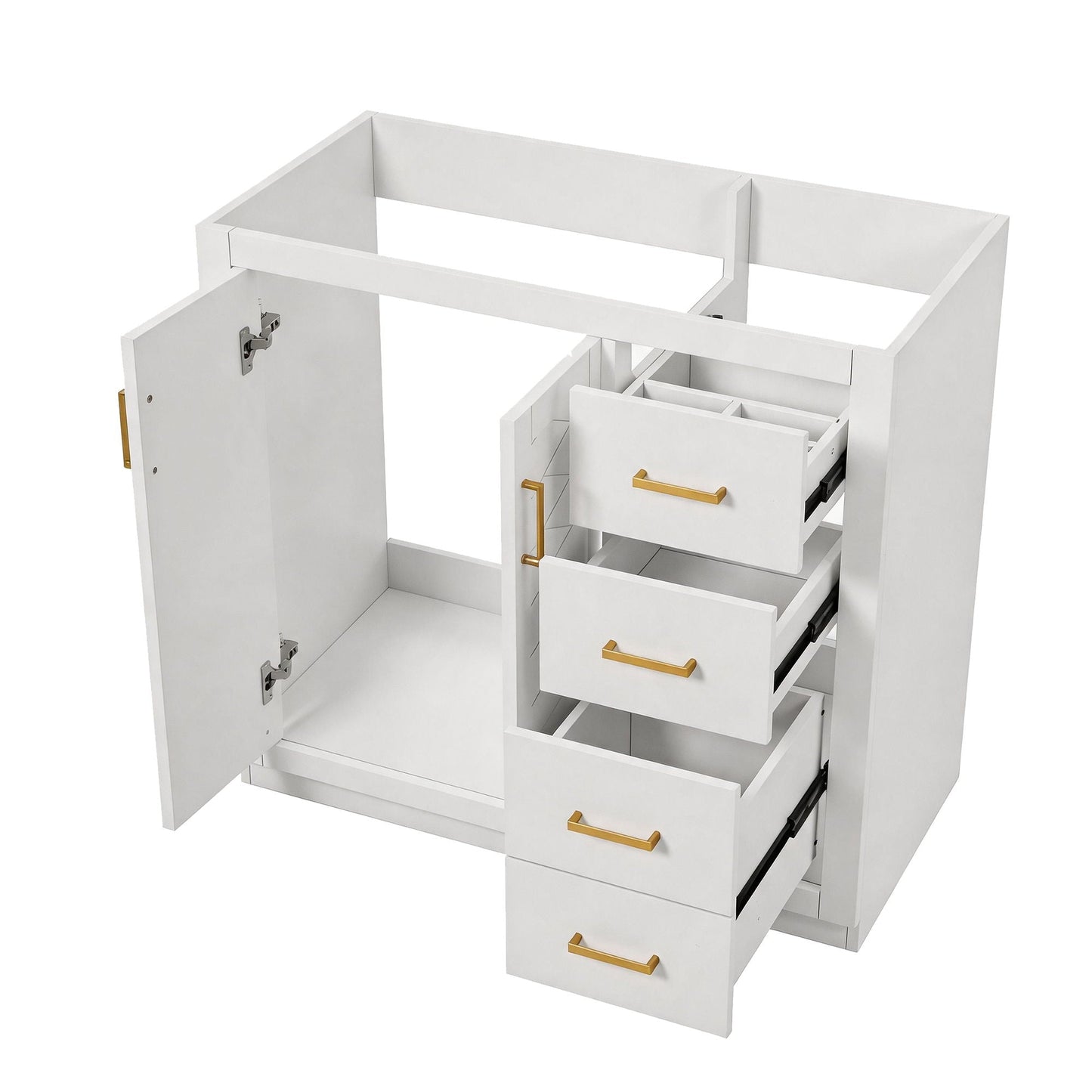 Retro Style Bathroom Vanity, 3 Drawers & Soft Closing Doors