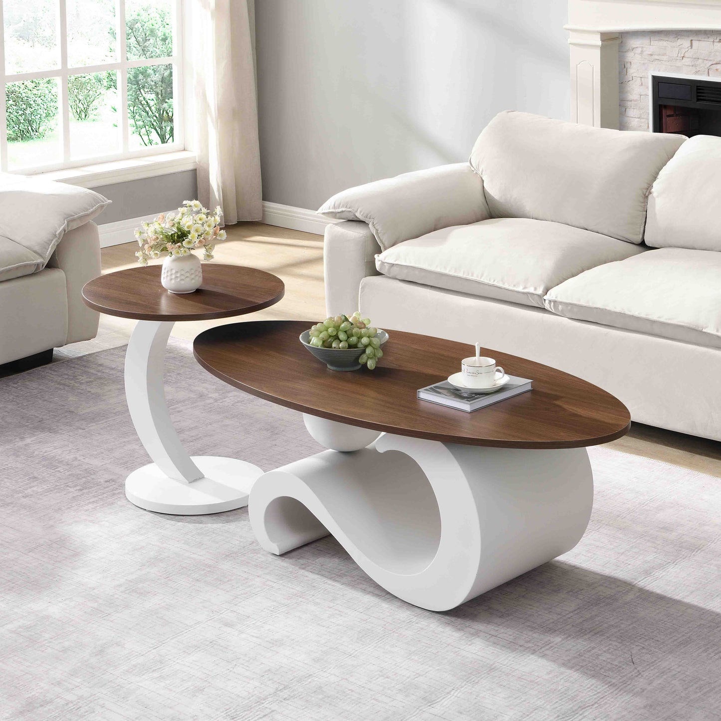 White Nesting Coffee Table Set of 2
