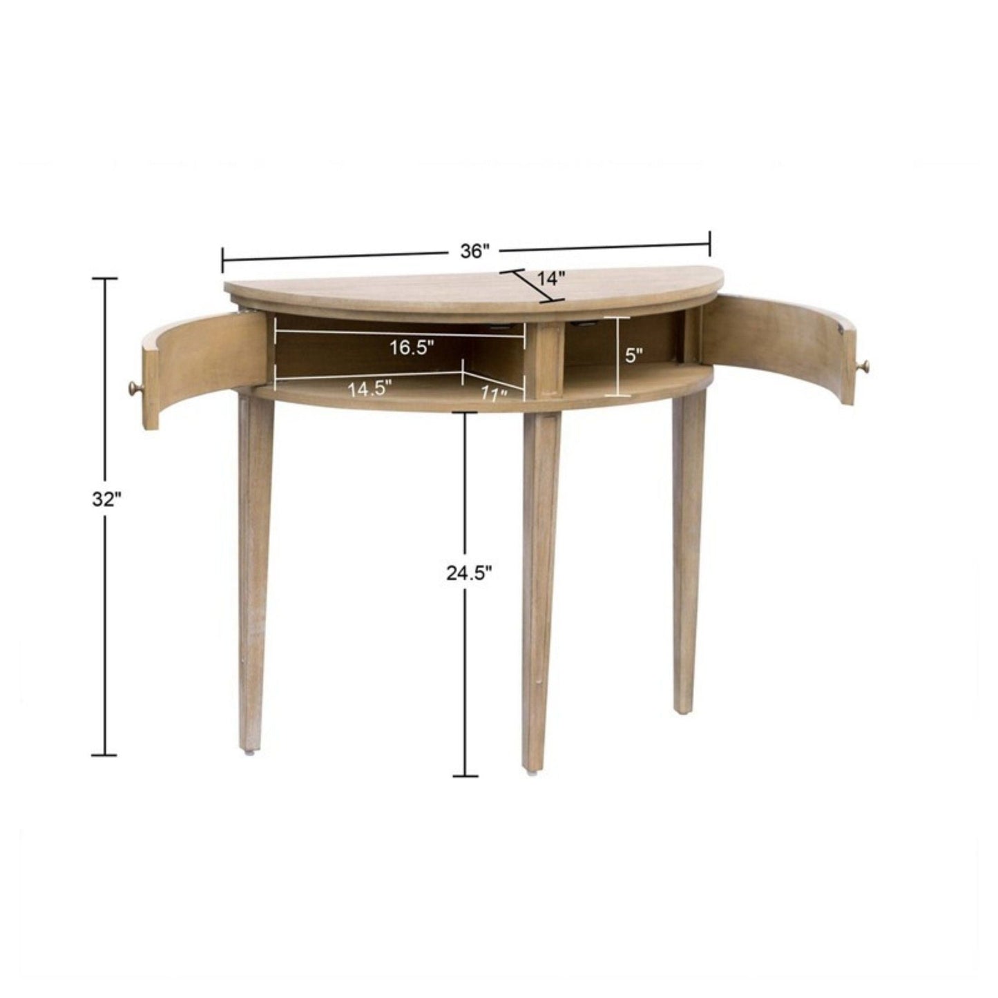 Vintage Inspired Storage Console Table With Fluted Doors