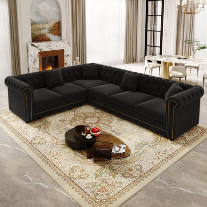 115.3" L-Shaped Sofa Couch with Pull-Out Bed
