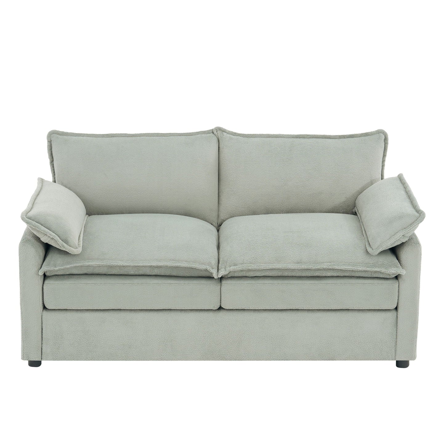 Modern Loveseat Sofa, Upholstered Couch With Side Storage Pockets