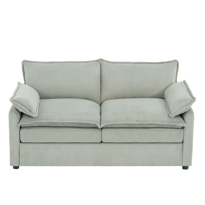 Modern Loveseat Sofa, Upholstered Couch With Side Storage Pockets