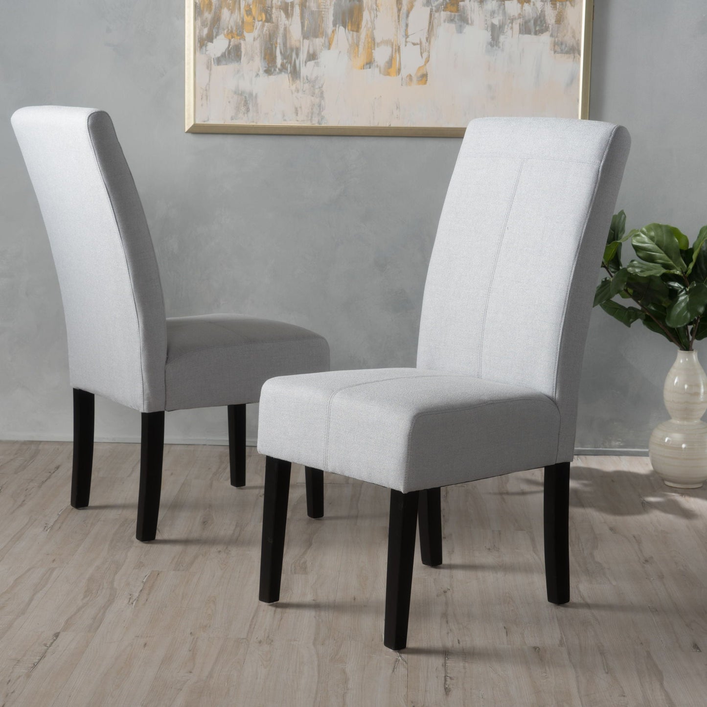 Amaranthine Upholstered Dining Chair With High Back And Wood Legs (Set of 2) - Light Gray