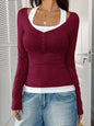 Scoop Neck Fake Two-Piece T-Shirt