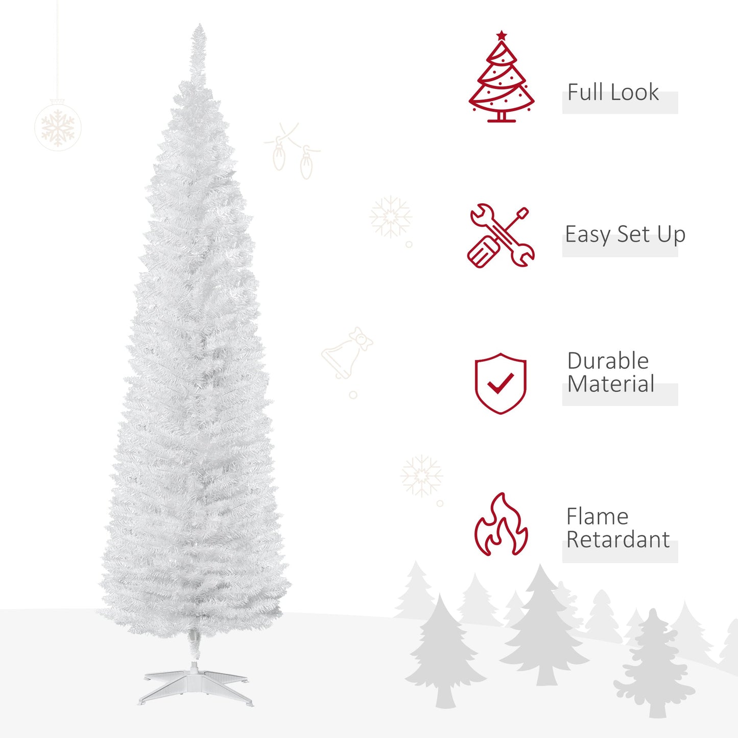 HOMCOM 7' Artificial Pencil Christmas Tree