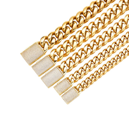 Stainless Steel European And American Hip-Hop Necklace With Zircon Clasp