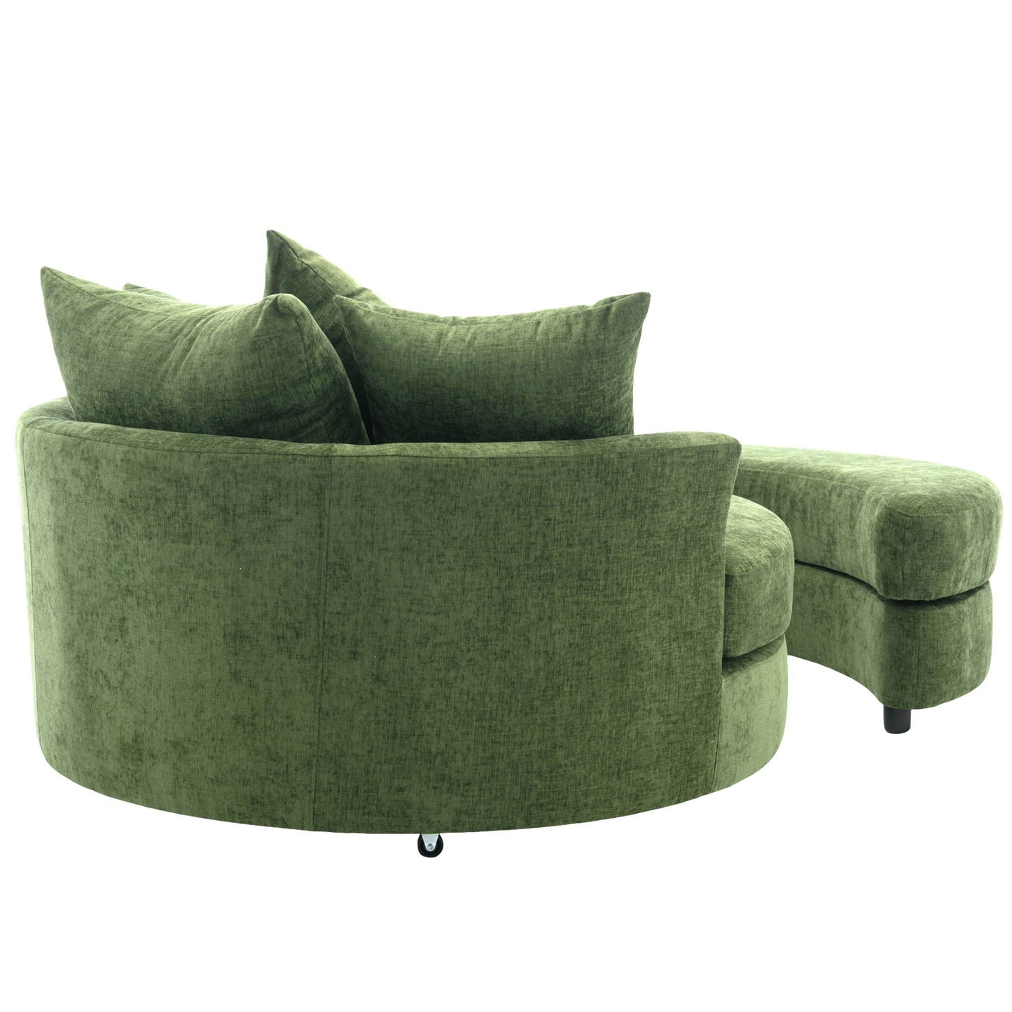 360° Swivel Accent Barrel Chair With Storage Ottoman & 4 Pillows, Modern Leisure Chair Round Accent For Living Room