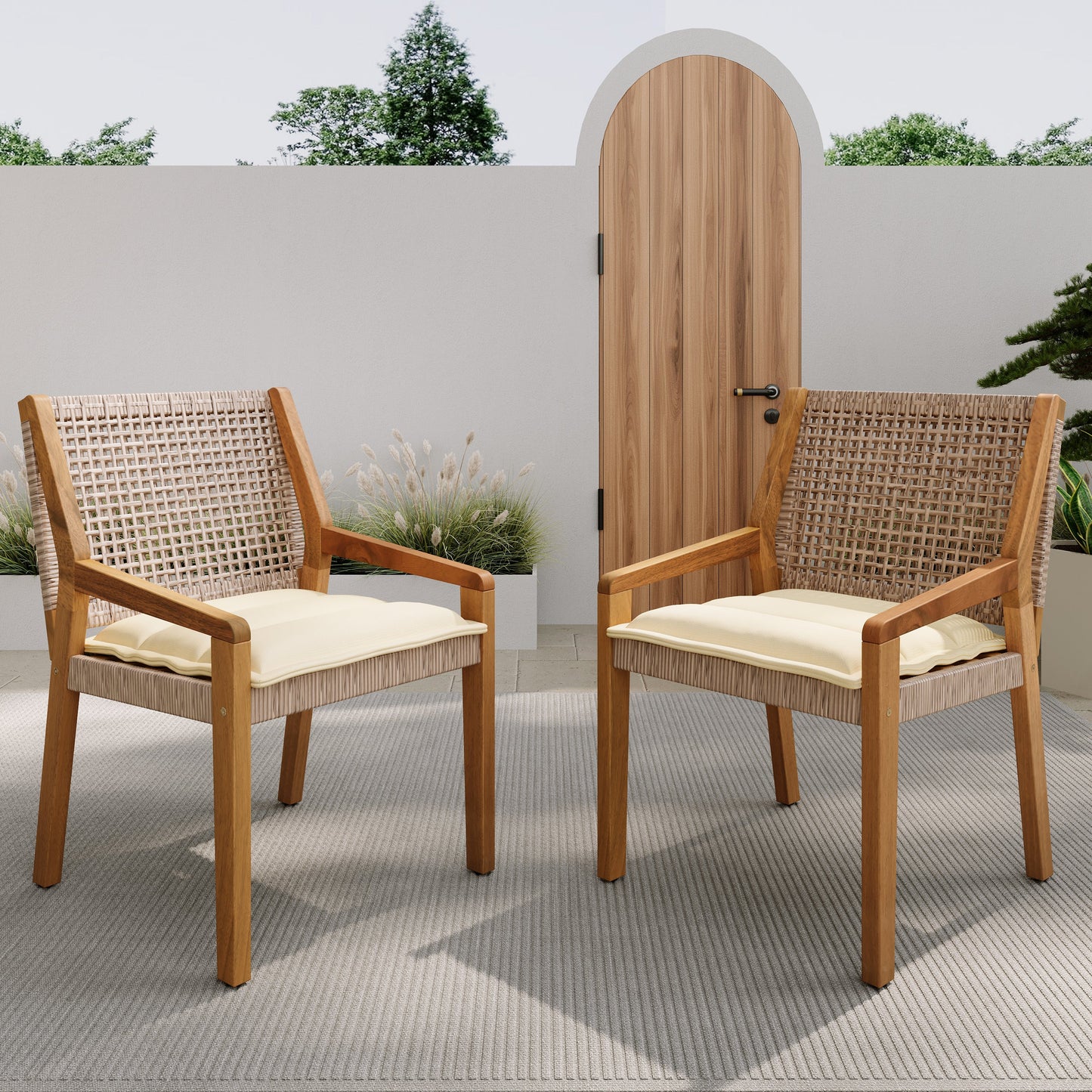 Outdoor Dining Chair - Acacia Wood & Wicker
