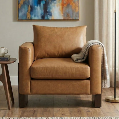 Modern Accent Chair Stylish Club Chair Armchair with Rubberwood Legs for Living Room, Bedroom, or Office